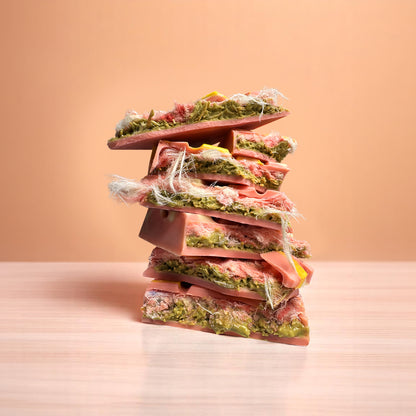Roze Chocoladereep met Pistachevulling, Crunch en Pişmaniye